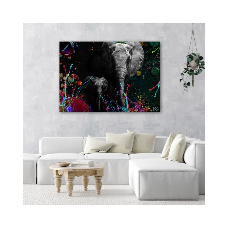 Leinwandbild modern - Elefant Bunte Abstrakt | Feeby