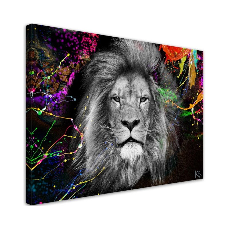 Bild auf Leinwand - Bunte Löwe Abstrakt Tiere | Feeby