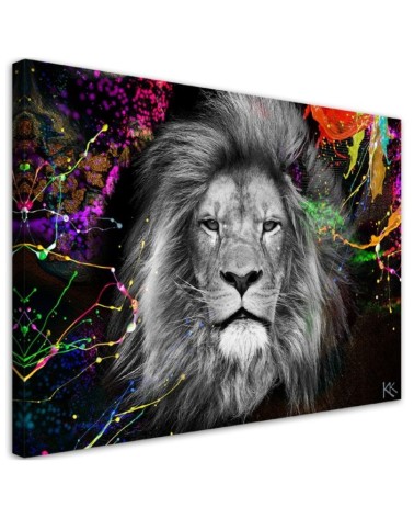 Bild auf Leinwand - Bunte Löwe Abstrakt Tiere | Feeby