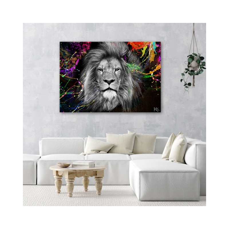 Bild auf Leinwand - Bunte Löwe Abstrakt Tiere | Feeby