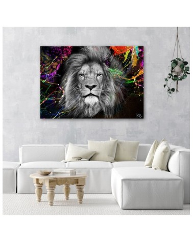 Bild auf Leinwand - Bunte Löwe Abstrakt Tiere | Feeby