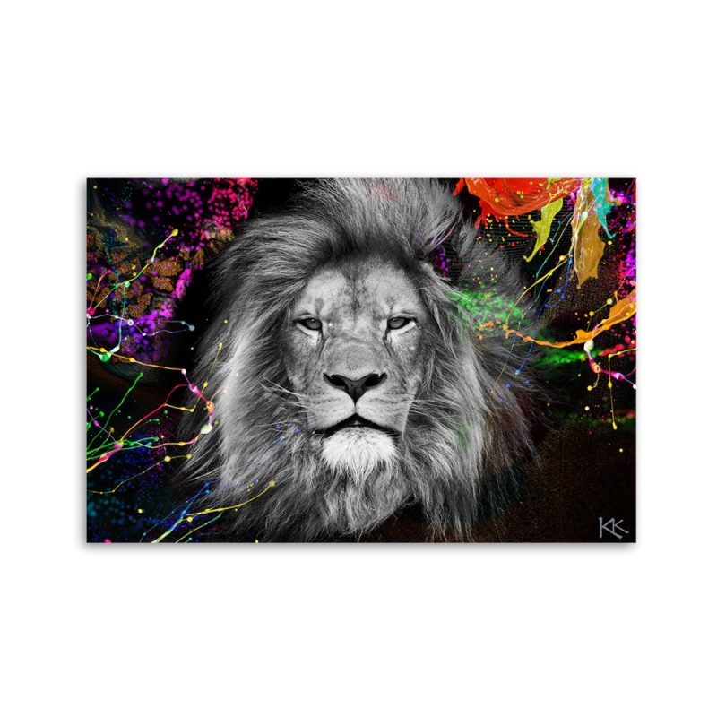 Bild auf Leinwand - Bunte Löwe Abstrakt Tiere | Feeby