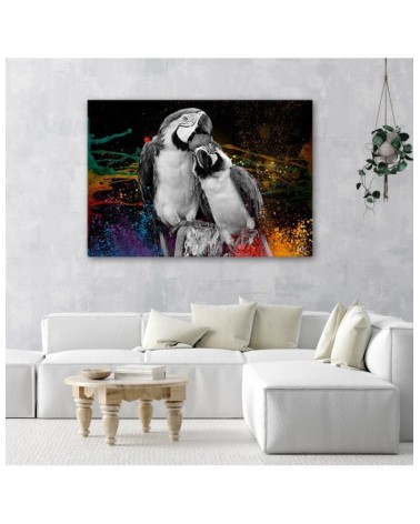 Leinwandbild - Bunte Papageien Abstraktion | Feeby