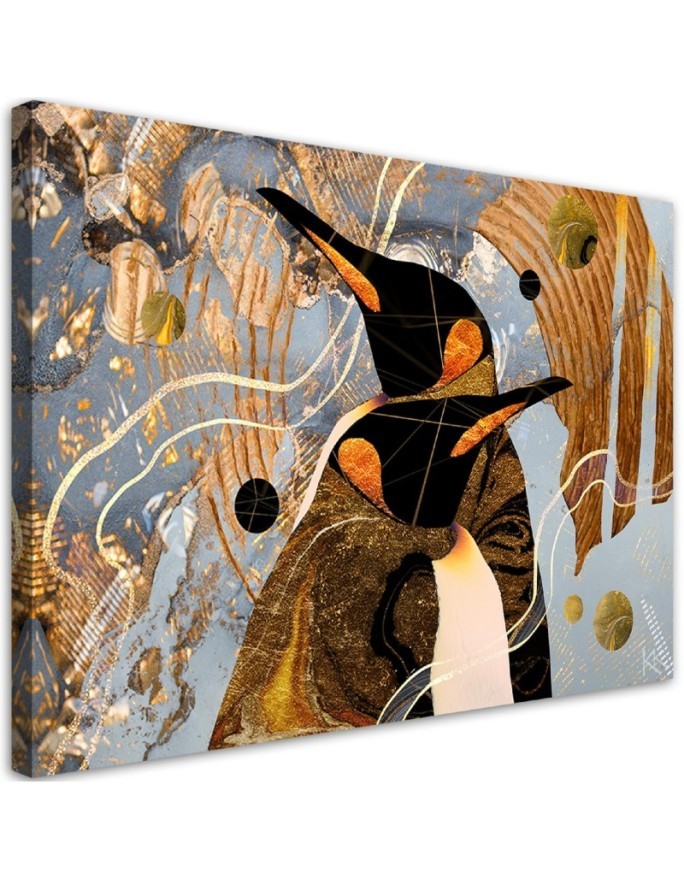 Modernes Wandbild - Goldene Penguine Abstraktion | Feeby