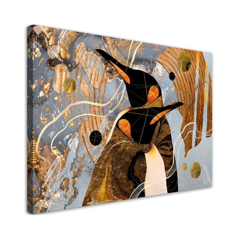 Modernes Wandbild - Goldene Penguine Abstraktion | Feeby