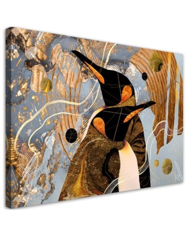 Modernes Wandbild - Goldene Penguine Abstraktion | Feeby