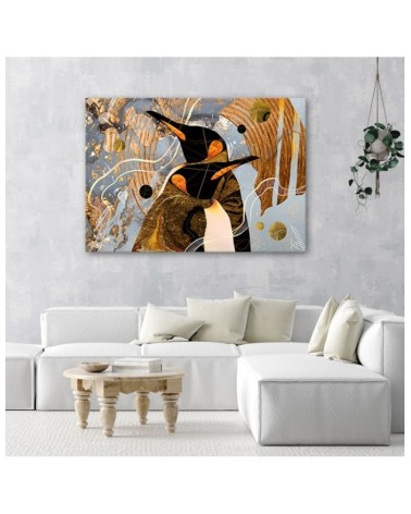 Modernes Wandbild - Goldene Penguine Abstraktion | Feeby
