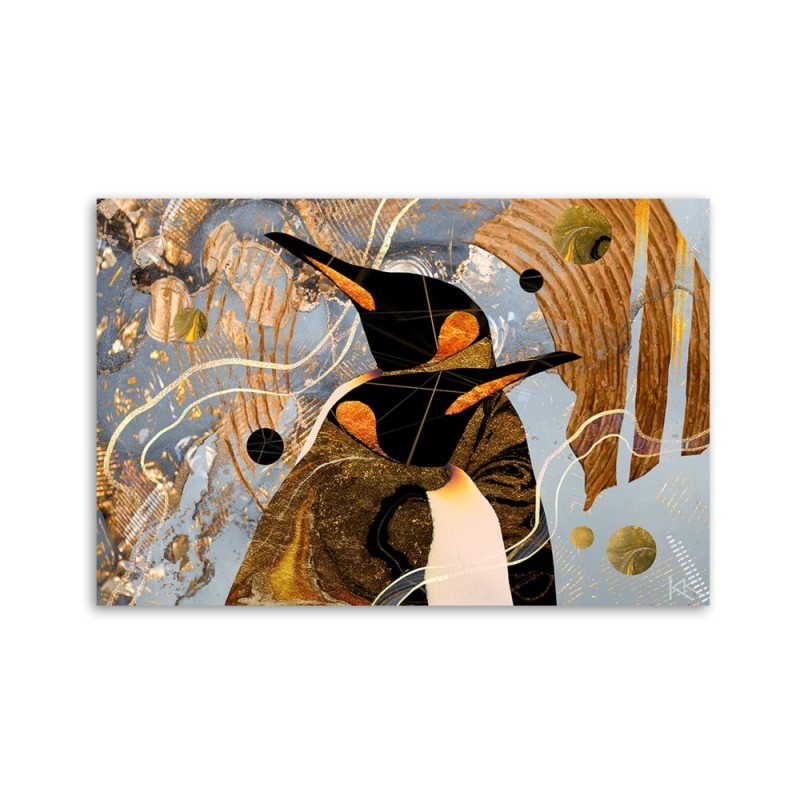 Modernes Wandbild - Goldene Penguine Abstraktion | Feeby