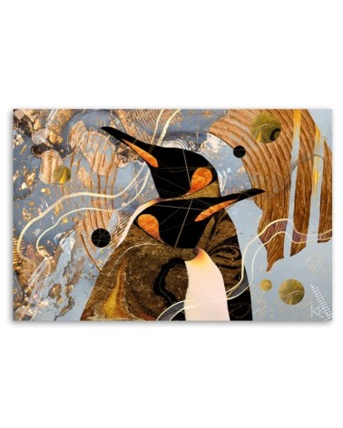 Modernes Wandbild - Goldene Penguine Abstraktion | Feeby