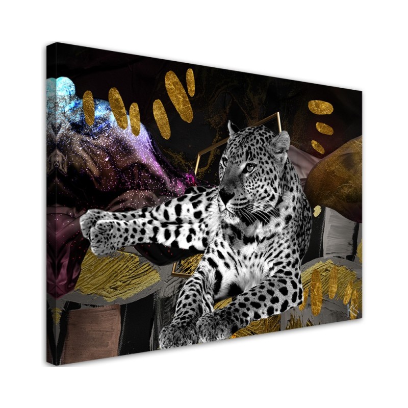 Leinwandbild - Lampart Farbige Abstrakt | Feeby