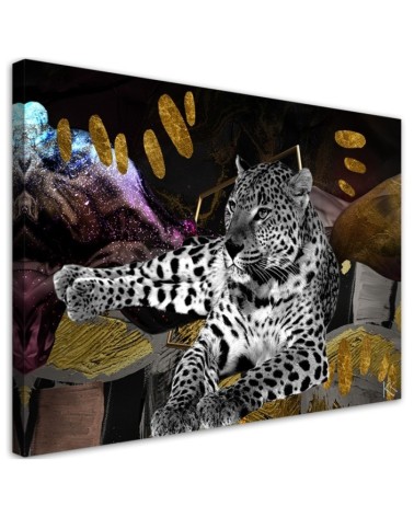 Modern canvas print Leopard abstract colourful | FEEBY