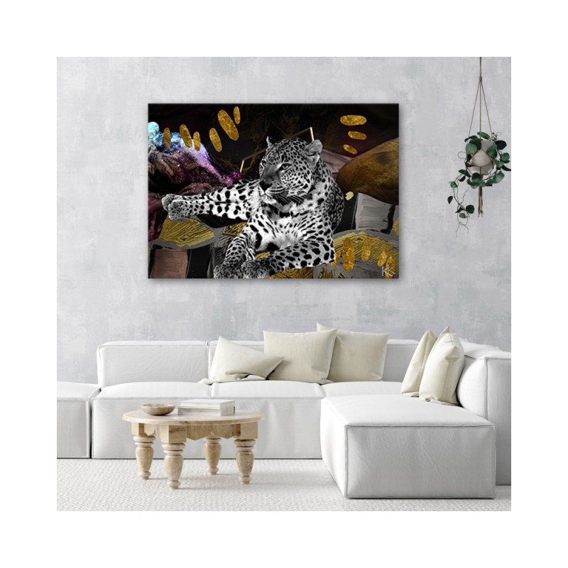 Leinwandbild - Lampart Farbige Abstrakt | Feeby