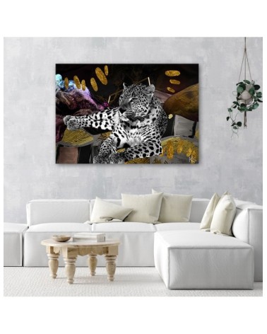 Leinwandbild - Lampart Farbige Abstrakt | Feeby