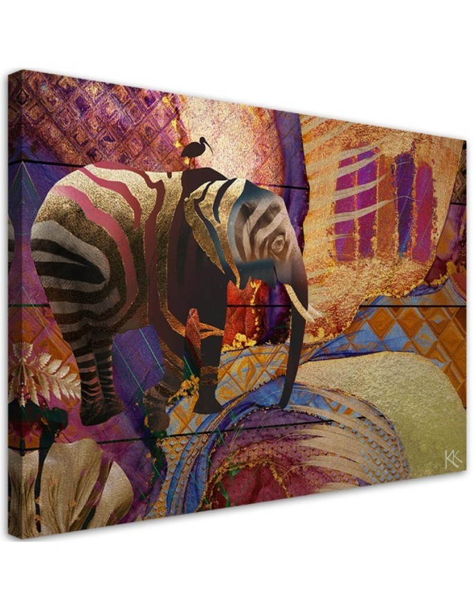 Leinwanddruck - Goldener Elefant Abstrakt | Feeby