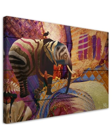 Modern canvas painting Golden elephant on an abstract background | FEEBY