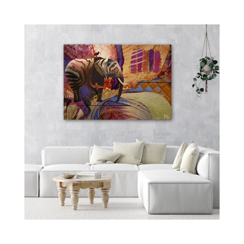 Leinwanddruck - Goldener Elefant Abstrakt | Feeby