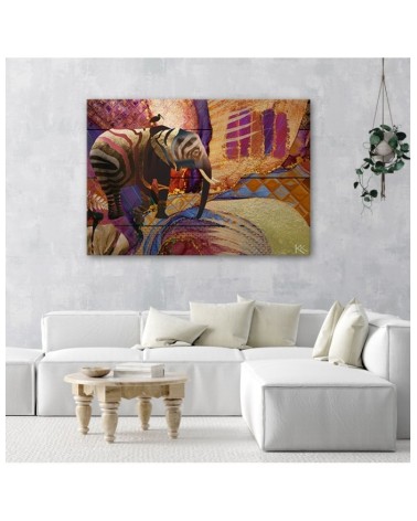 Leinwanddruck - Goldener Elefant Abstrakt | Feeby