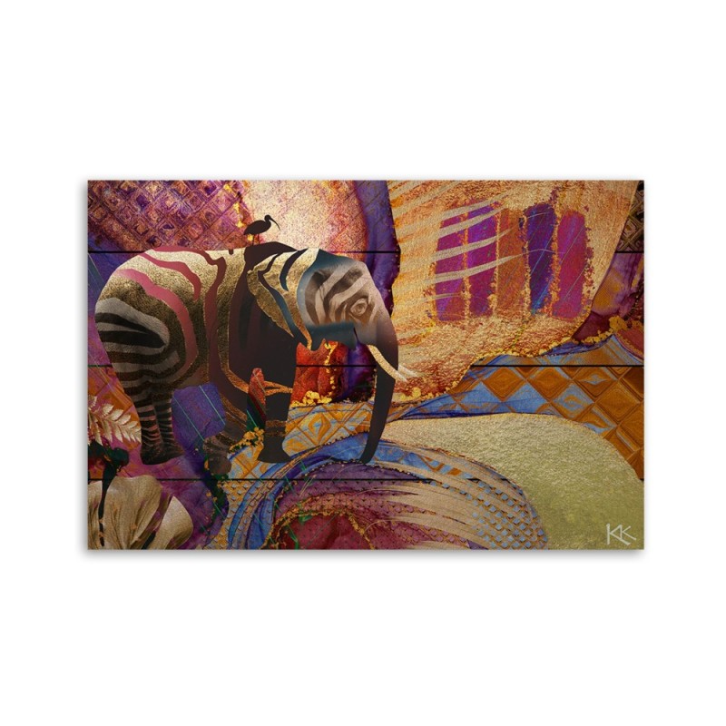 Leinwanddruck - Goldener Elefant Abstrakt | Feeby