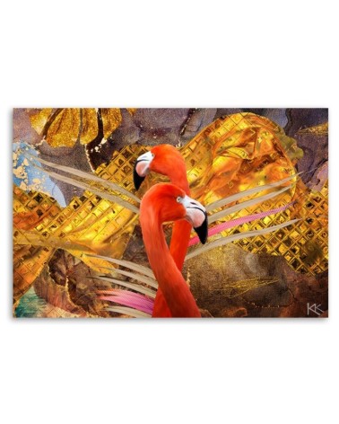 Bild auf Leinwand - Flamingo Gold Tiere | Feeby