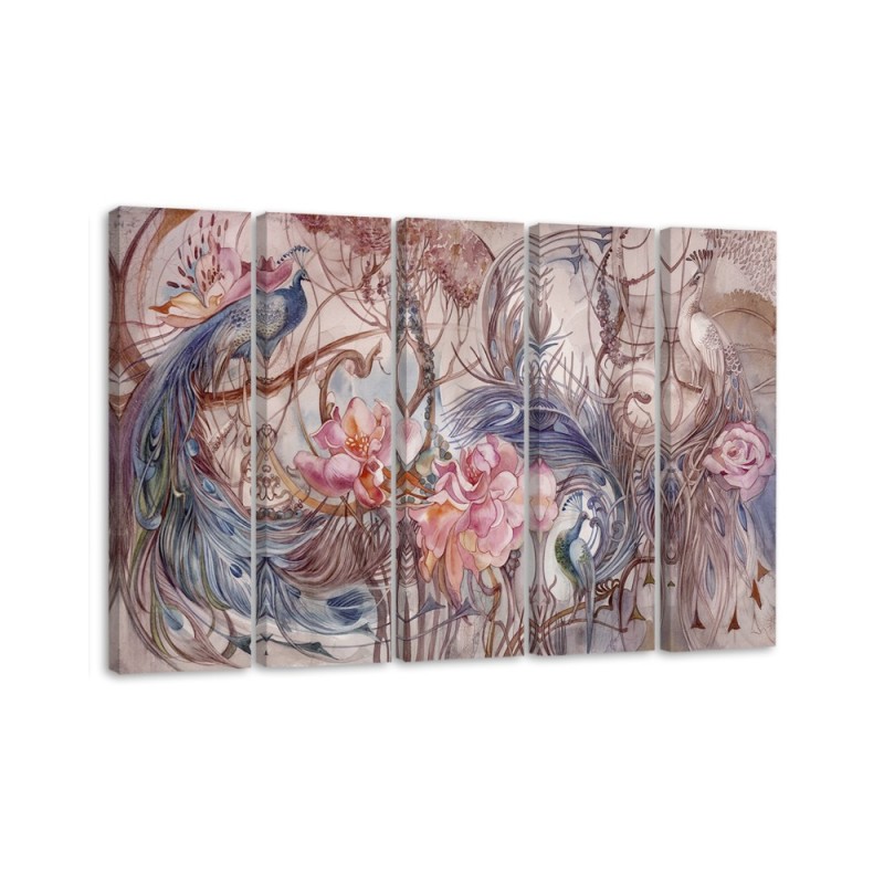 Wall painting for living room Magic peacock exotic print | FEEBY