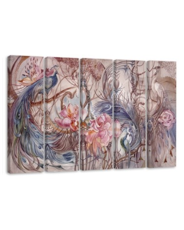 Wall painting for living room Magic peacock exotic print | FEEBY