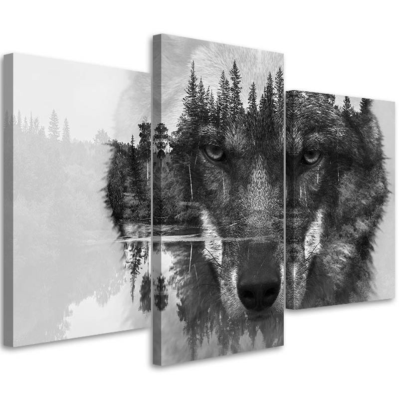 Black wolf abstract canvas painting for living room canvas | FEEBY