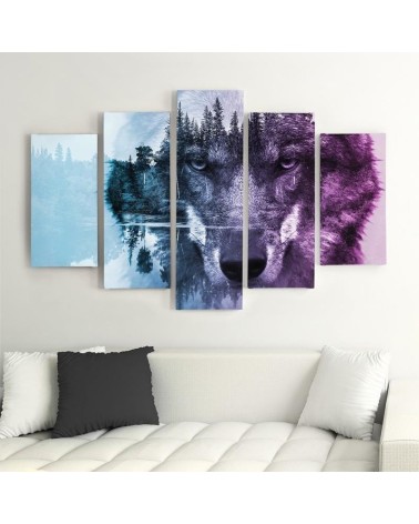 Bild auf Leinwand - Wald Wolf Tiere Natur | Feeby