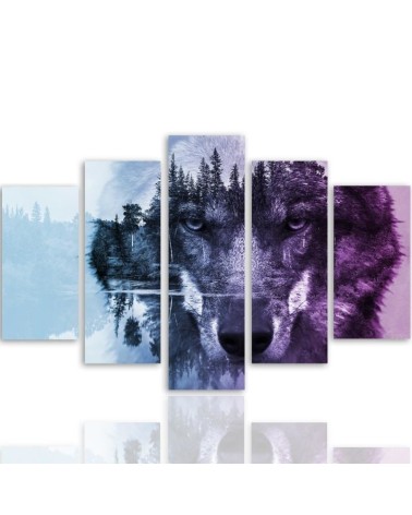 Bild auf Leinwand - Wald Wolf Tiere Natur | Feeby