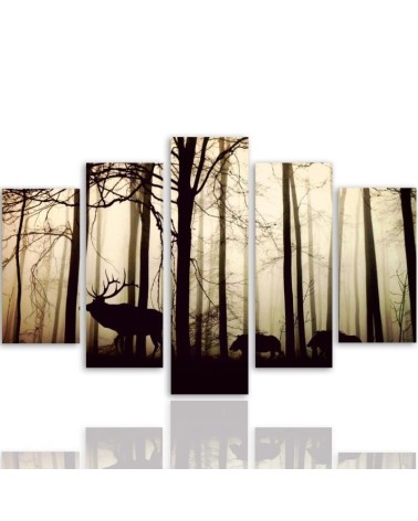 Leinwandbild - Hirsche Wald Tier Natur | Feeby