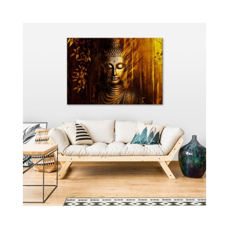 Modernes Wandbild - Goldener Buddha | Feeby