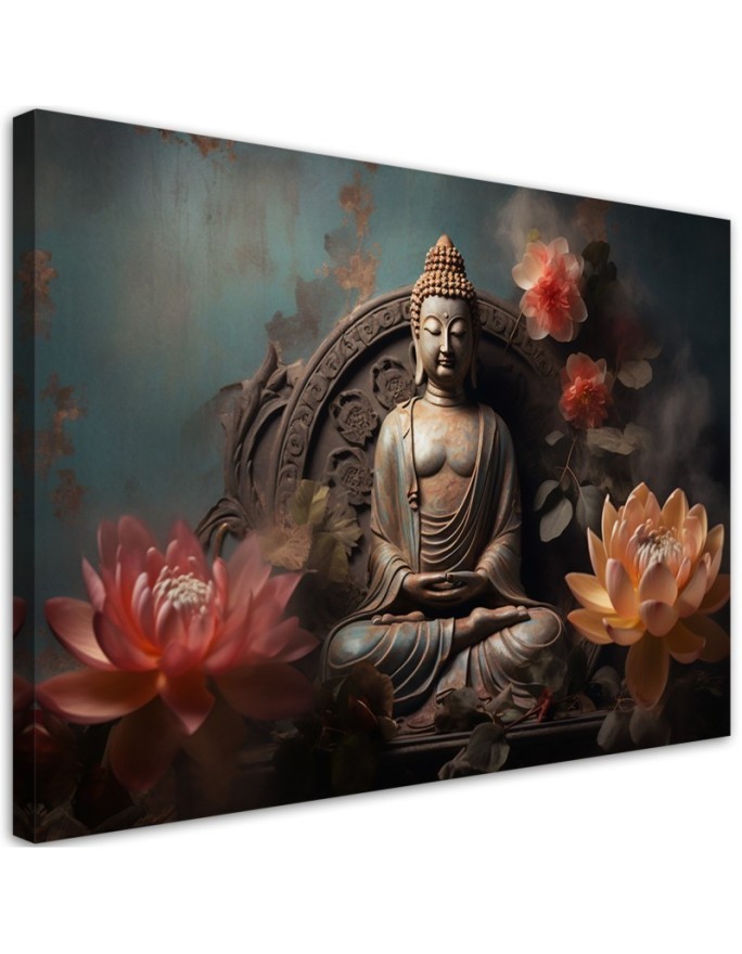 Leinwandbild - Buddha Zen-Blumen | Feeby