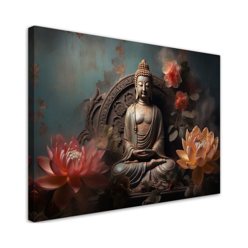 Leinwandbild - Buddha Zen-Blumen | Feeby