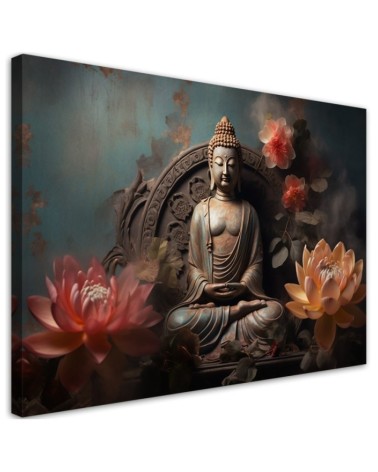 Leinwandbild - Buddha Zen-Blumen | Feeby