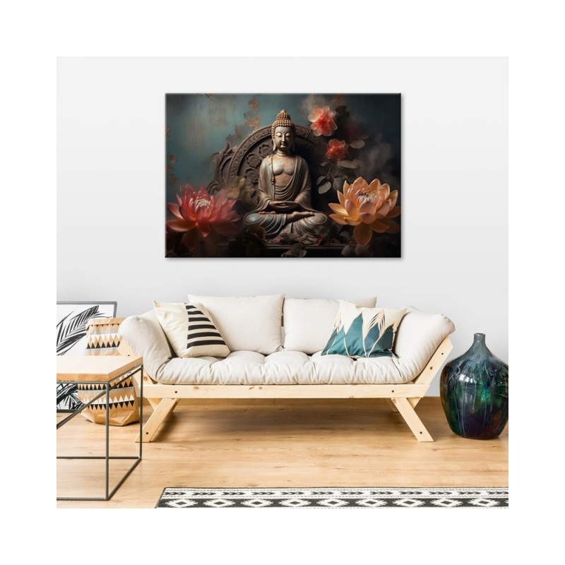 Leinwandbild - Buddha Zen-Blumen | Feeby