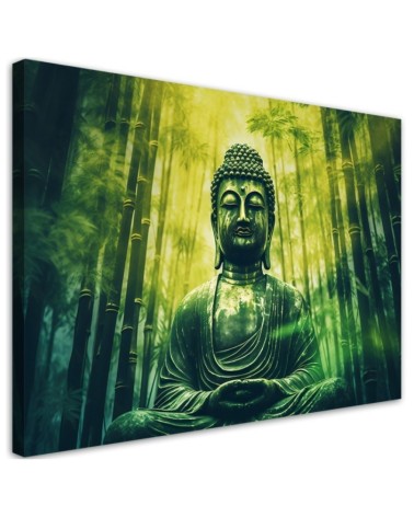 Stylish AI Canvas paintings for the living room - Zen Buddha and bamboos | FEEBY