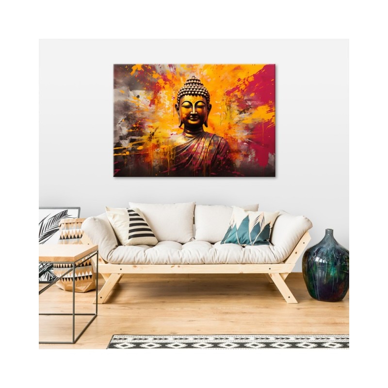 Bild auf Leinwand - Buddha-Statue bunt abstrakt | Feeby