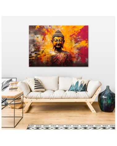 Bild auf Leinwand - Buddha-Statue bunt abstrakt | Feeby