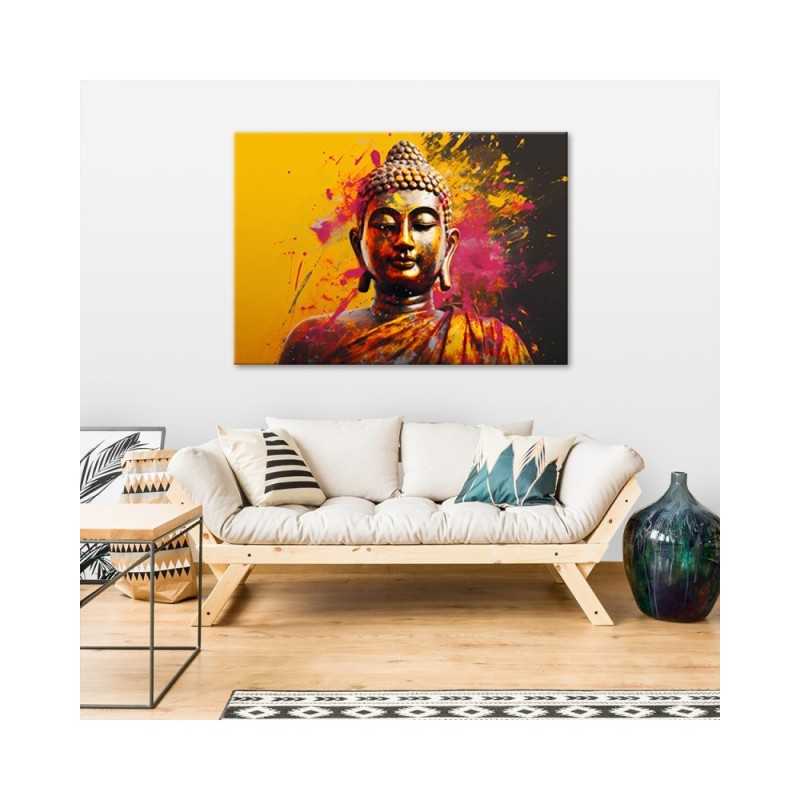 Leinwandbild - Buddha auf abstraktem Hintergrund | Feeby
