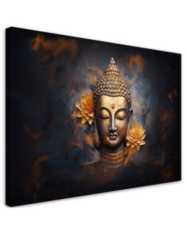 Modernes Wandbild - Goldener Buddha abstrakt | Feeby