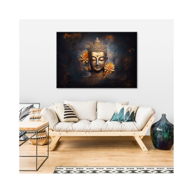 Modernes Wandbild - Goldener Buddha abstrakt | Feeby