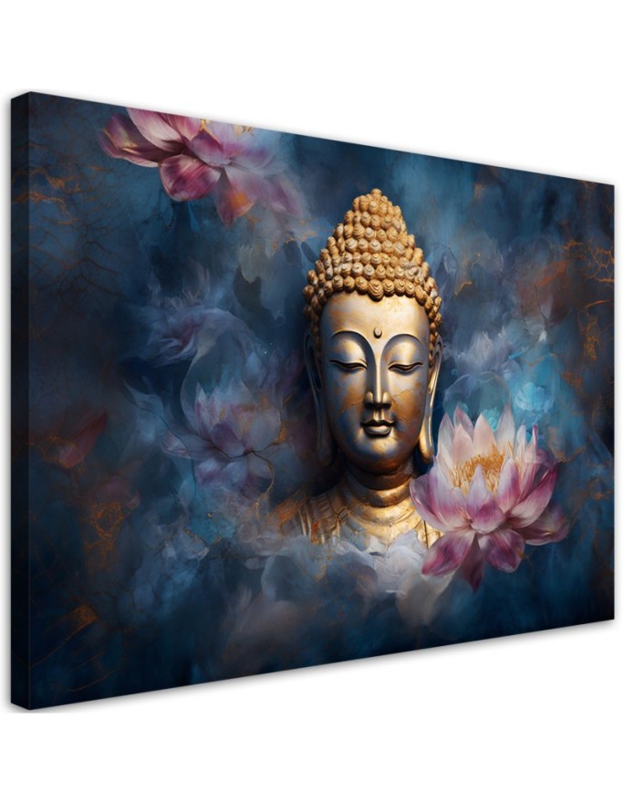 Leinwandbild - Buddha und Zen-Blumen | Feeby