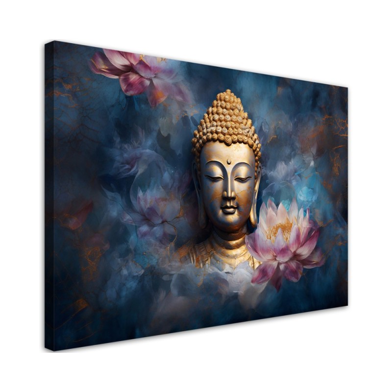 Leinwandbild - Buddha und Zen-Blumen | Feeby