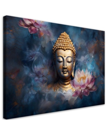 Leinwandbild - Buddha und Zen-Blumen | Feeby