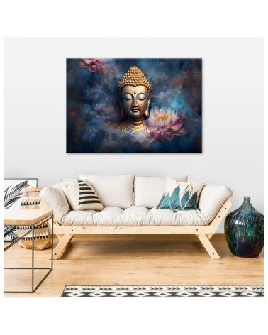 Leinwandbild - Buddha und Zen-Blumen | Feeby