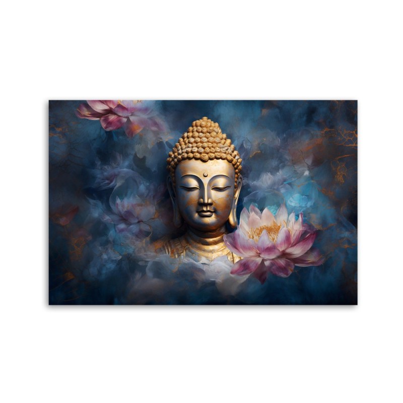 Leinwandbild - Buddha und Zen-Blumen | Feeby