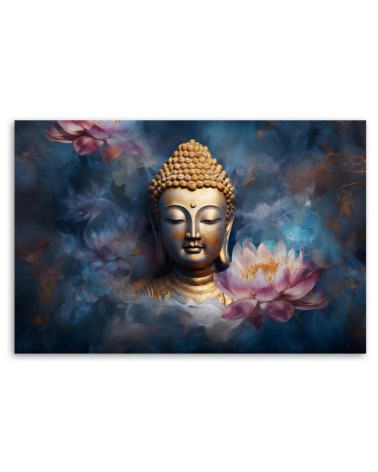 Leinwandbild - Buddha und Zen-Blumen | Feeby