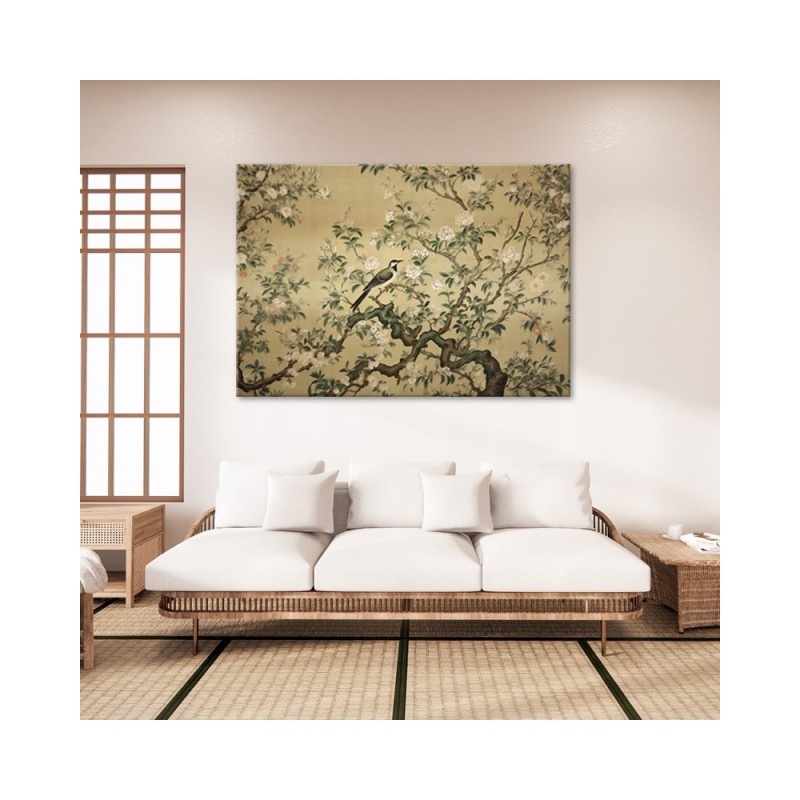 Wandbild für Wohnzimmer - Vogel Abstrakt Chinoiserie | Feeby