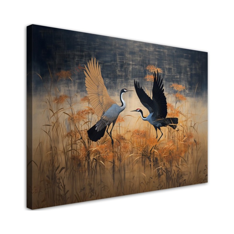Leinwandbild - Kranich Vögel Abstrakt | Feeby