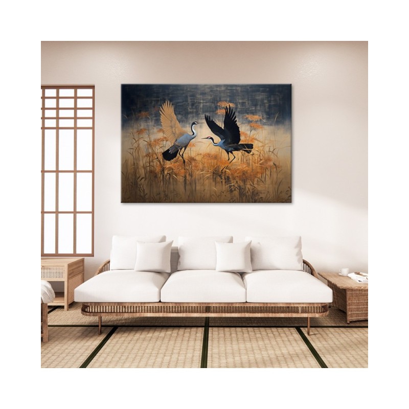 Nowoczesne obrazy do salonu - Żuraw Ptaki Abstrakcja | FEEBY