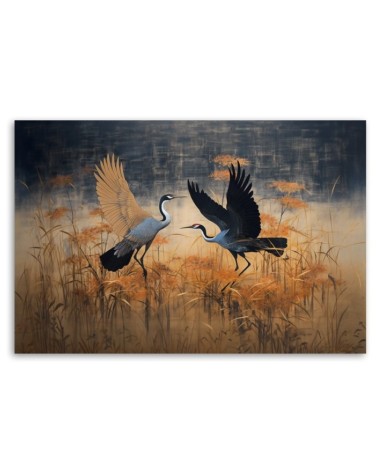 Leinwandbild - Kranich Vögel Abstrakt | Feeby